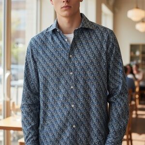 Tailorbyrd Multicolor Geometric Button-Up Shirt Sz L